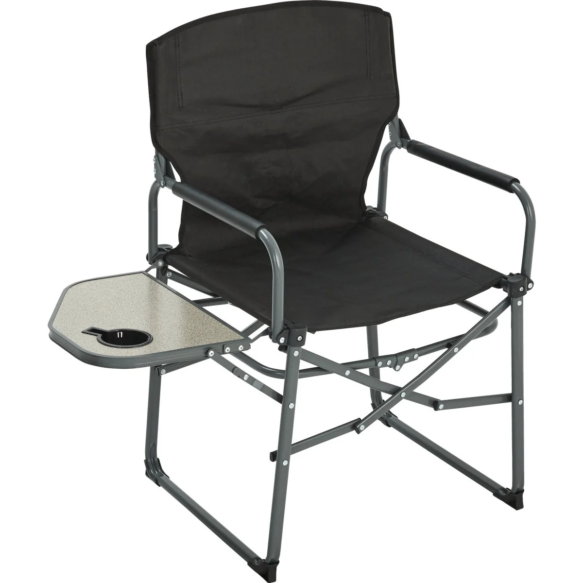 Smart Outdoor Expressions Black Polyester Director Camp Folding Chair with Side Table Specialty