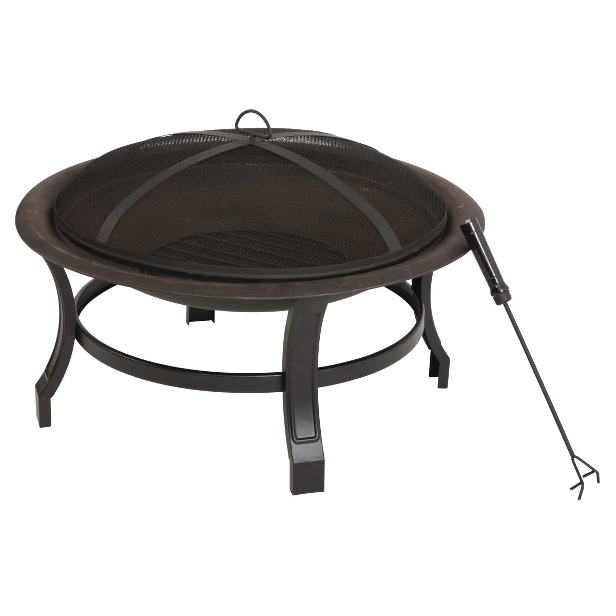 Lightweight Outdoor Expressions 30 In. Antique Bronze Round Steel Fire Pit Enhanced
