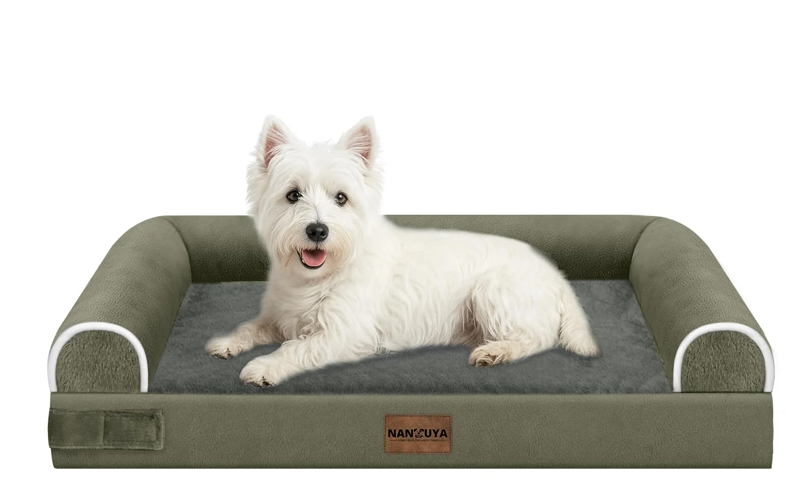 Superior NANUYA Medium Dog Bed – Orthopedic Egg Crate Foam Waterproof Removable Cover Dark Green Artisan