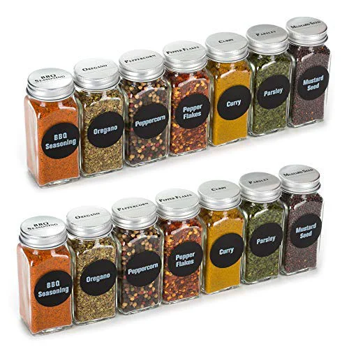 Clean 6oz VALUE 14 Large Glass Spice Jars includes pre Modern