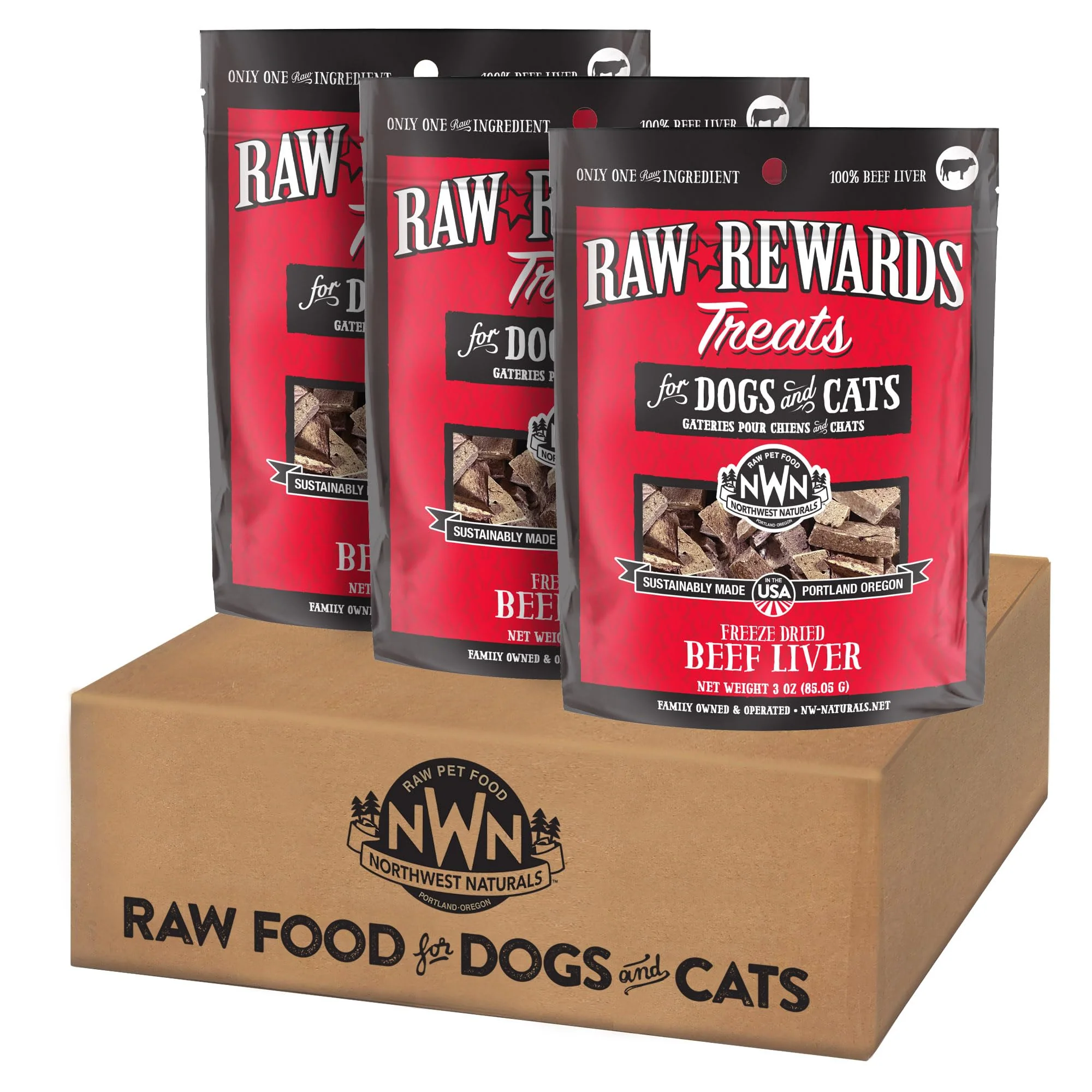 Original Design Northwest Naturals Raw Rewards ze-Dried Beef Liver Treats – 3 oz Pack of 3 – 1 Ingredient Human Grade Convenient