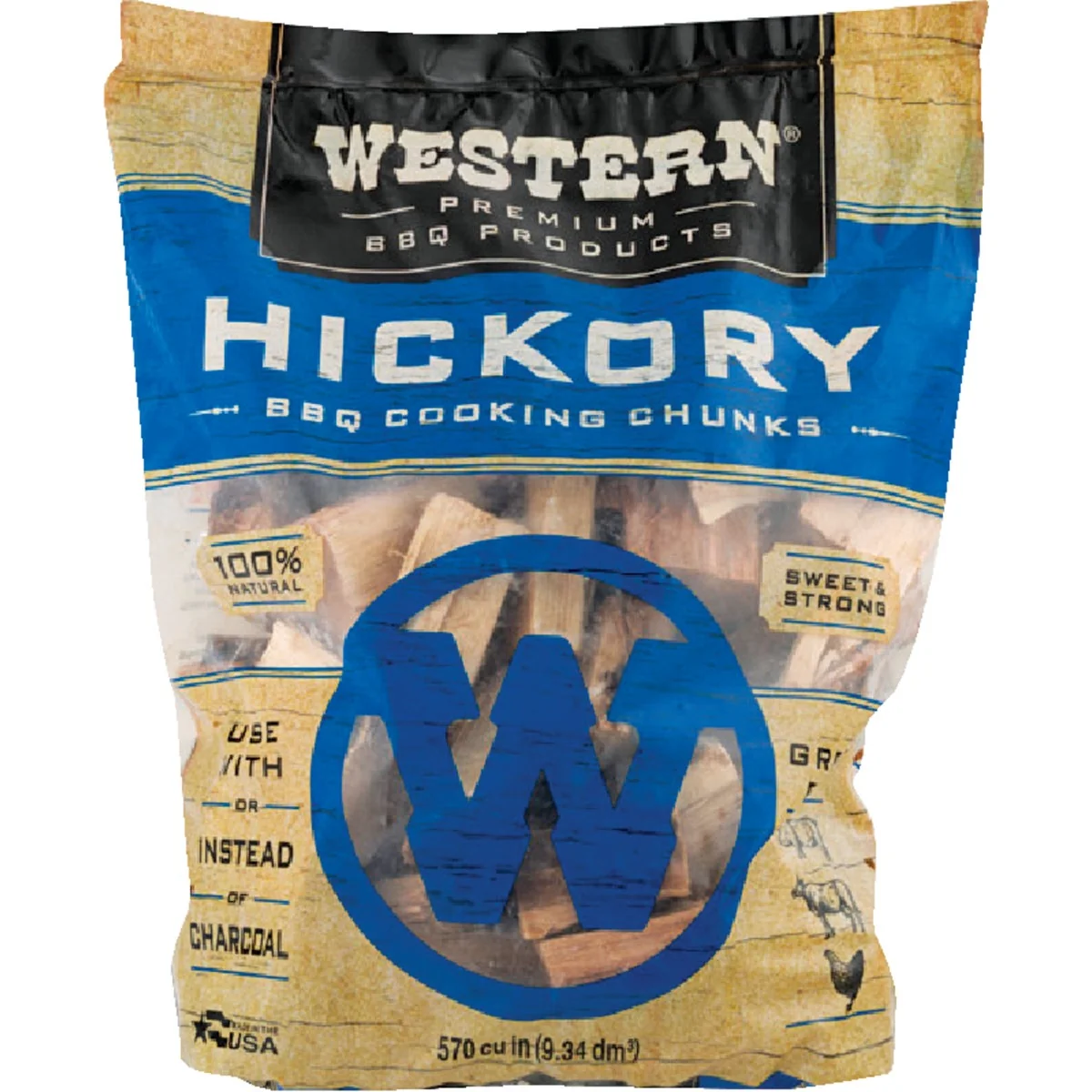 Versatile Western 570 Cu. In. Hickory Wood Smoking Chunks Long-Lasting