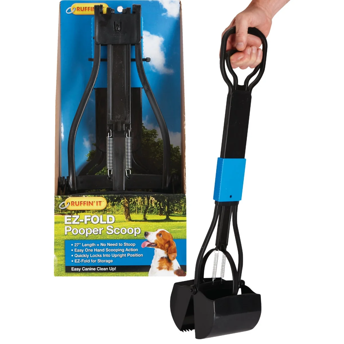 Classic Ruffin' it EZ-Fold 27 In. Black Plastic Pet Scooper Exclusive