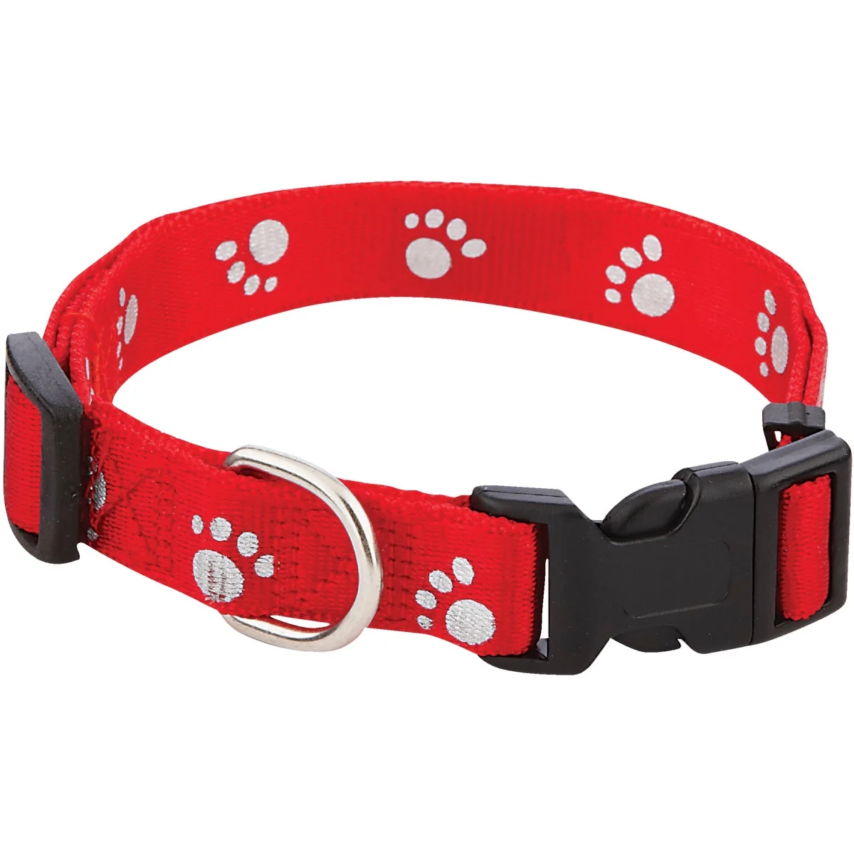 Original Design Westminster Pet Ruffin' it Reflective 14 In. to 20 In. Nylon Paw Print Dog Collar Safe