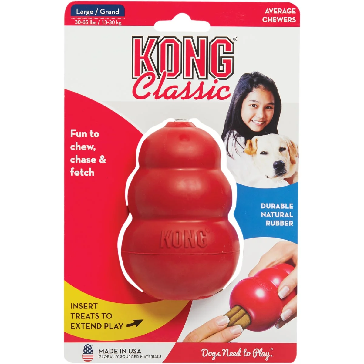 Optimized Kong Classic Dog Chew Toy 30 to 60 Lb. Original Design