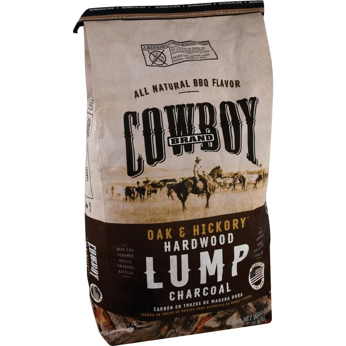 Comfortable Cowboy 18 Lb. Hardwood Lump Charcoal Genuine