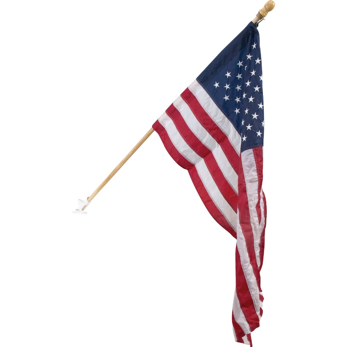 Convenient Valley Forge 2.5 Ft. x 4 Ft. Nylon American Flag 5 Ft. Pole Kit Dependable