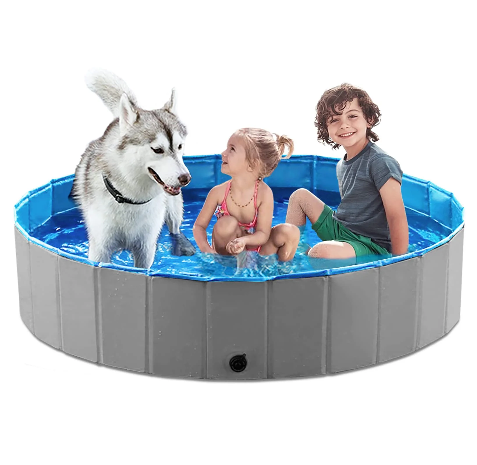 Practical Jasonwell Foldable Dog Pool 55.1in Grey Collapsible Bath Tub Consistent