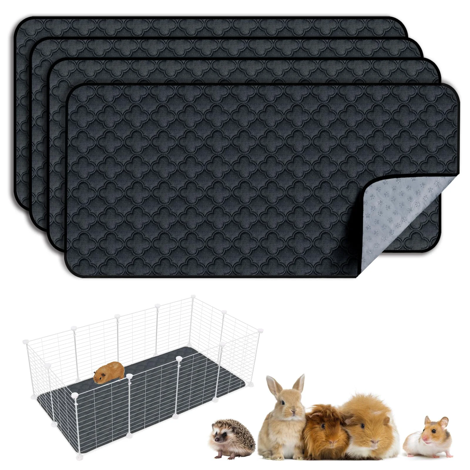 Premium Material FunFurry Washable Guinea Pig Cage Liners - 4 Pack Reusable Waterproof Bedding Outstanding