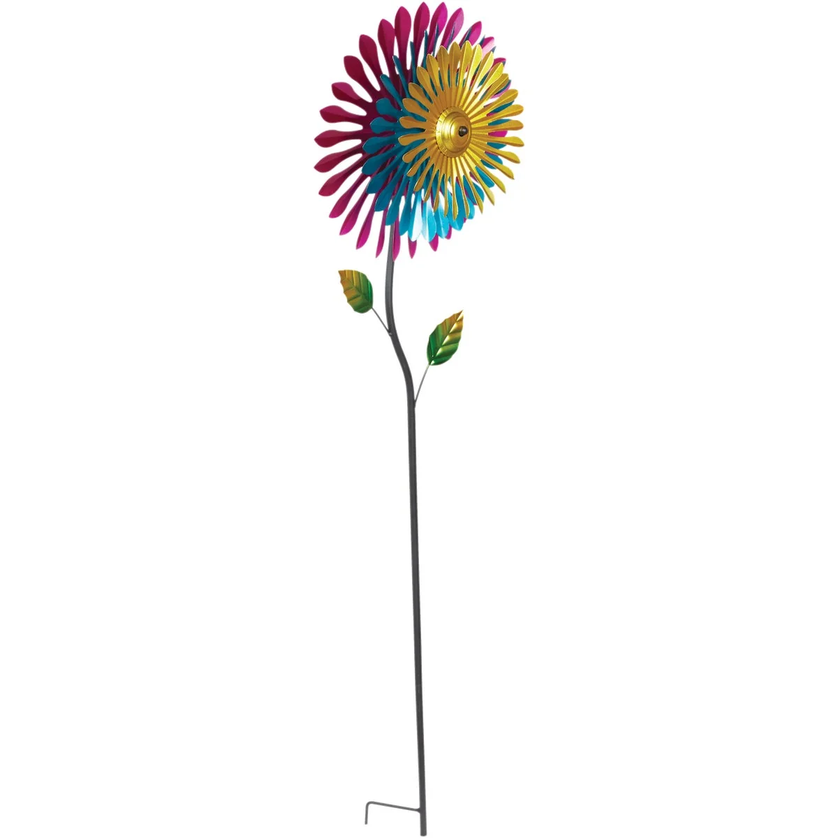 Authentic Alpine 47 In. H. Triple Metal Daisy Wind Spinner Garden Stake Responsible