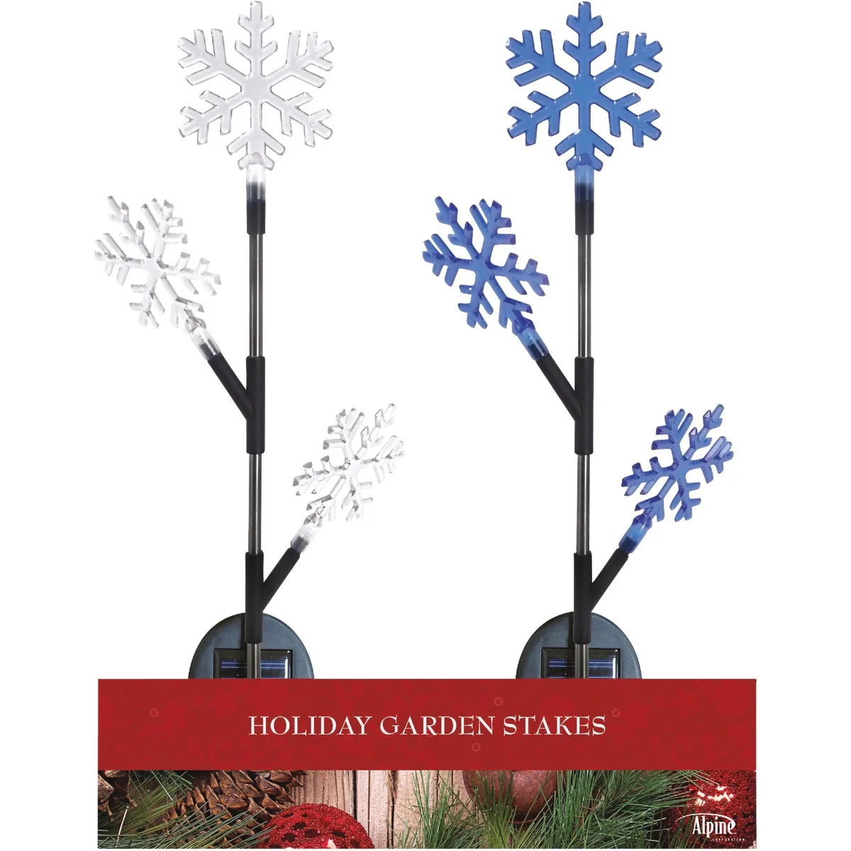 Trusted Alpine 37 In. LED Solar 3-Tier Snowflake Holiday Garden Stake Soft