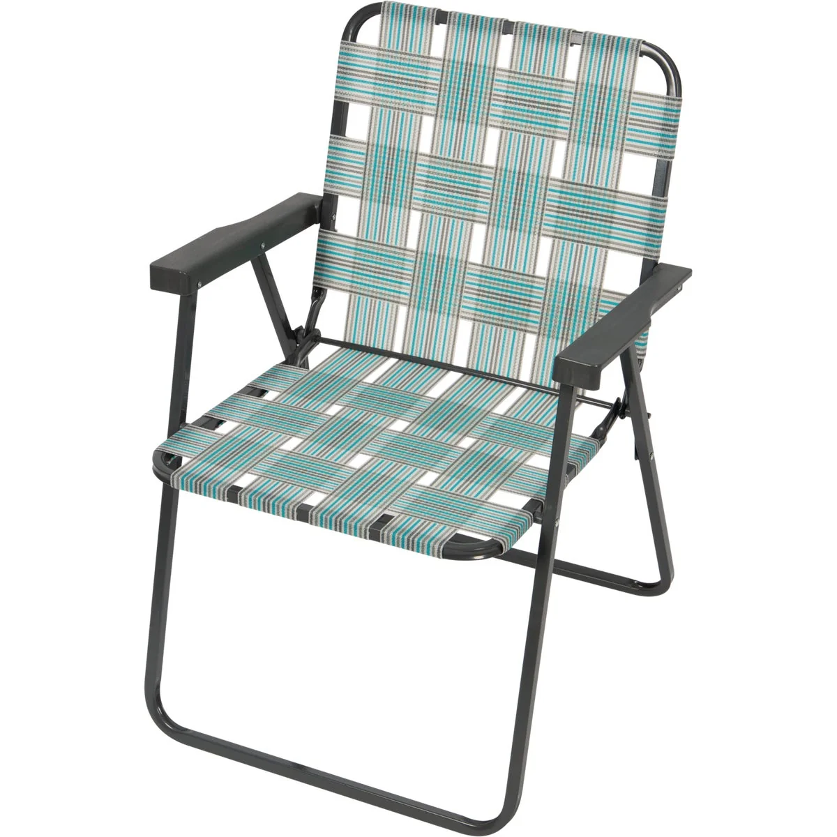 Premium Material Rio Brands Teal Gray Polyester Web Steel Frame Folding Chair Original Design