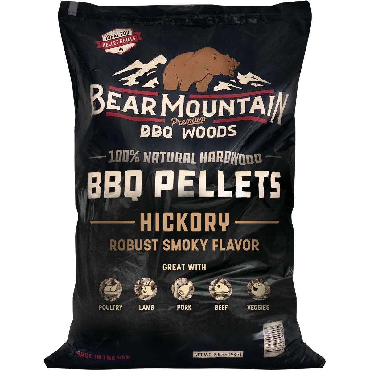 Modern Bear Mountain BBQ Premium Woods 20 Lb. Hickory Wood Pellet Proven