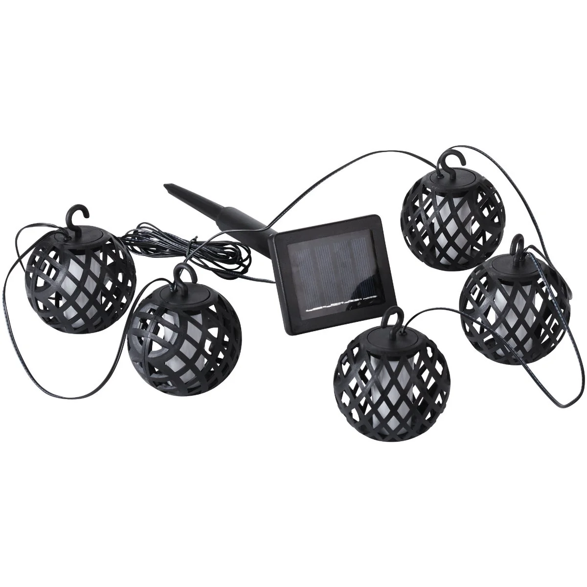 High-Grade Outdoor Expressions 126 In. 5-Light Solar Flame String Light Set Contemporary
