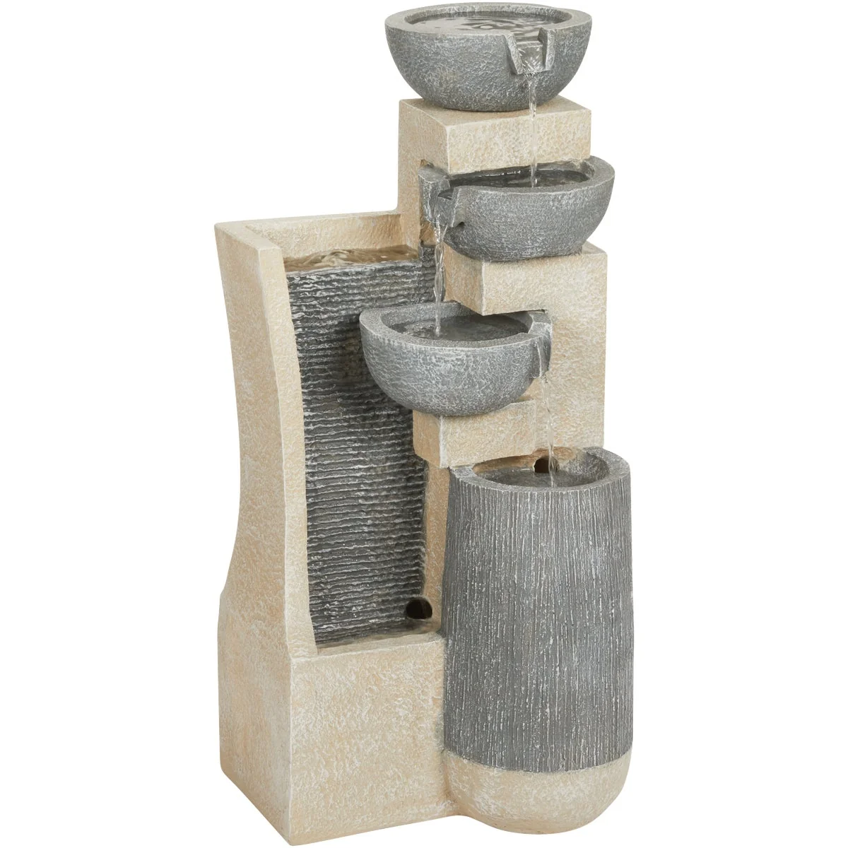 Premium Material Garden 33 In. W. x 74 In. H. x 36 In. L. Resin Tiered Bowl Fountain Clean