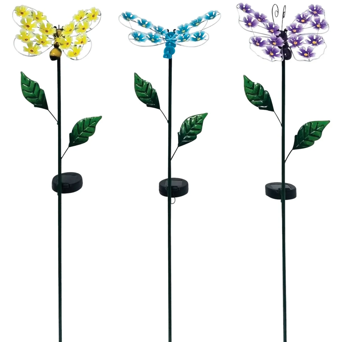 Exclusive Alpine Metal 33 In. H. Insect with Hydrangea Wings Solar Stake Light Green