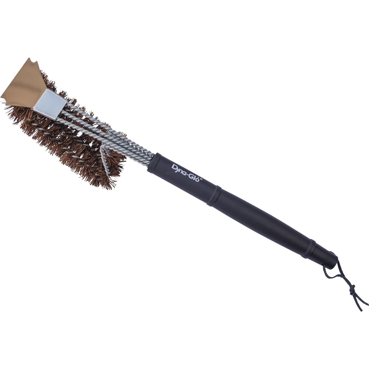 Original Dyna Glo 18 In. Palmyra Bristles Wired Grill Cleaning Brush with Scraper Pure