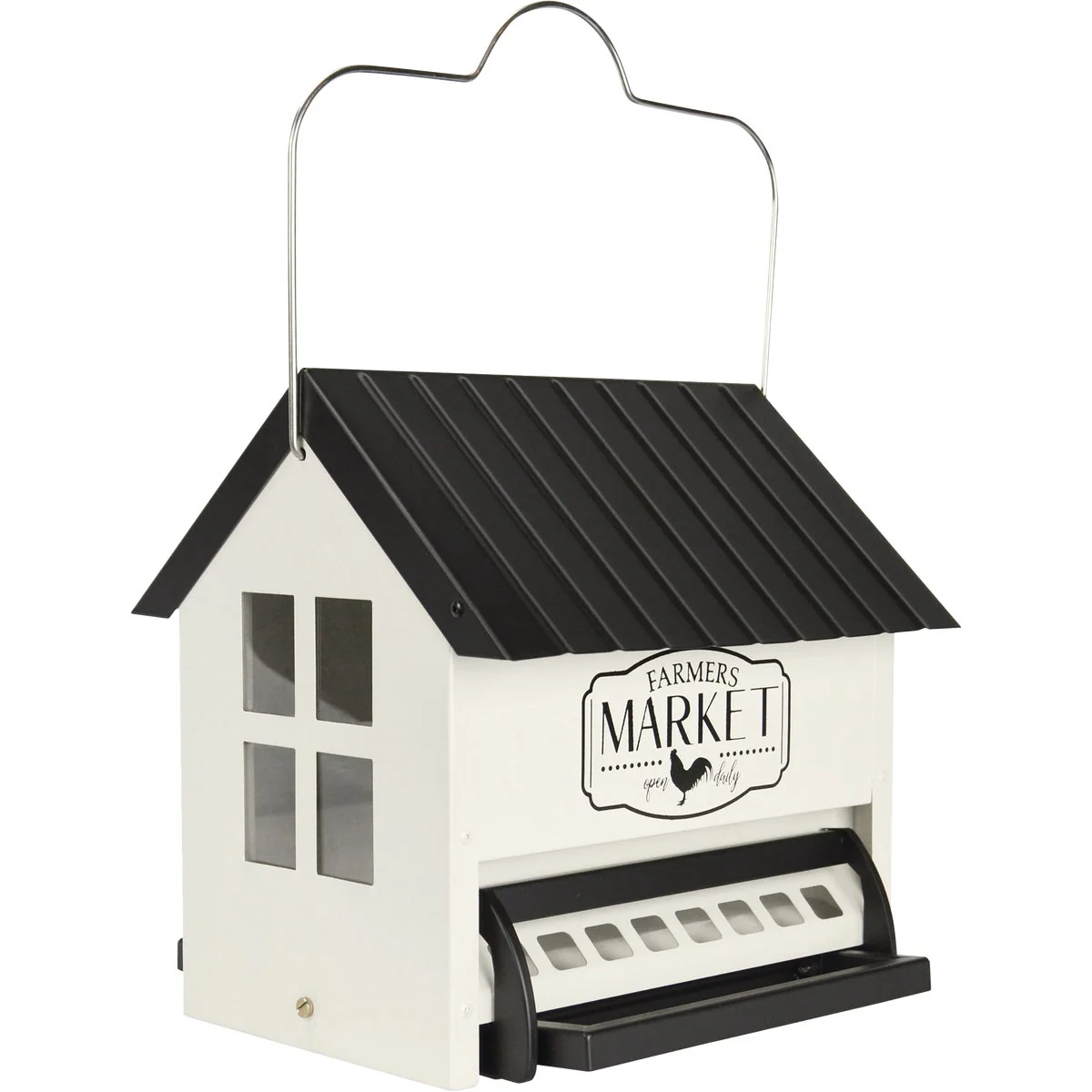 Recyclable Squirrel Shield White Metal 5.5 Qt. Capacity Hopper Bird Feeder Optimized