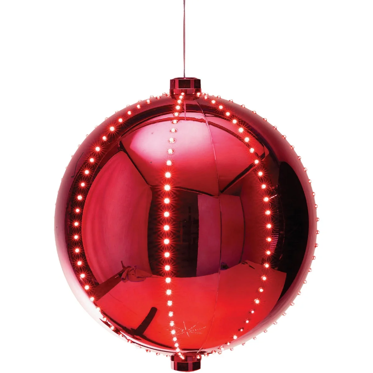 Stylish Alpine 13 In. LED 240-Bulb Red Christmas Ball with Chasing LED Lights Advanced