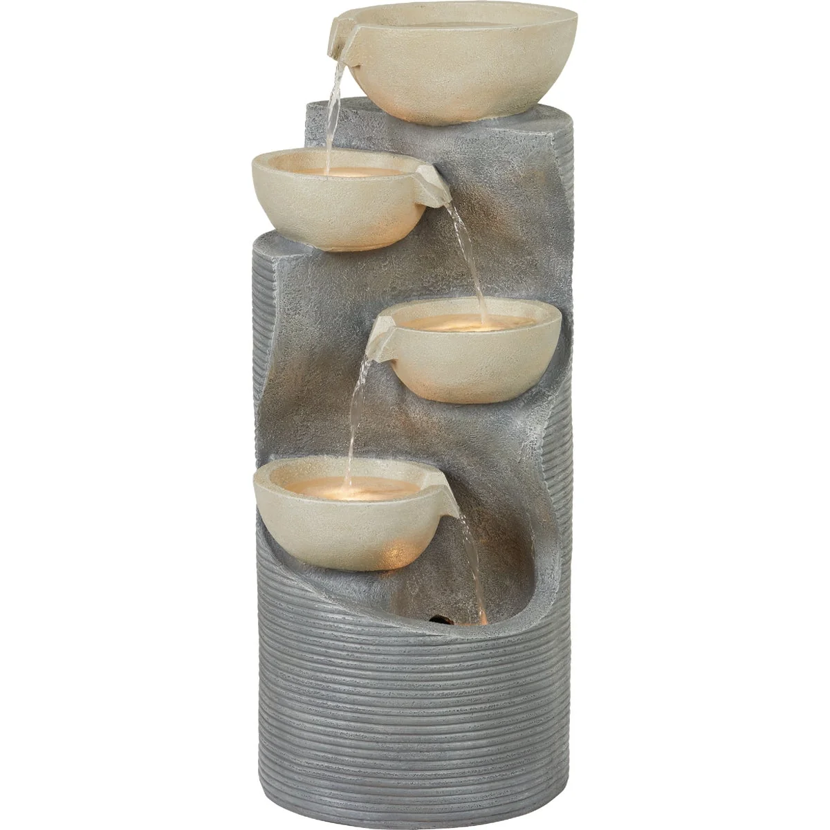 Prestigious Garden 16 In. W. 35 In. H. x 16 In. L. Polyresin Bowl Fountain with LED Refined