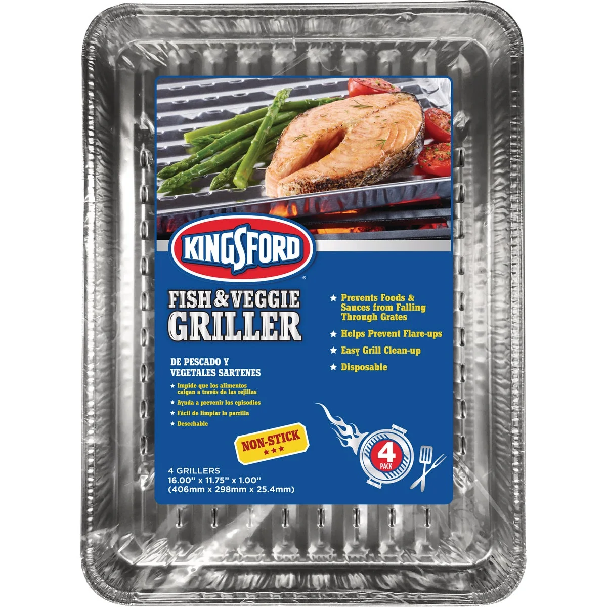 High-Quality Kingsford Non-Stick Aluminum 11.75 In. W. x 16 In. L. Fish Veggie Griller Pan 4-Pack Classic