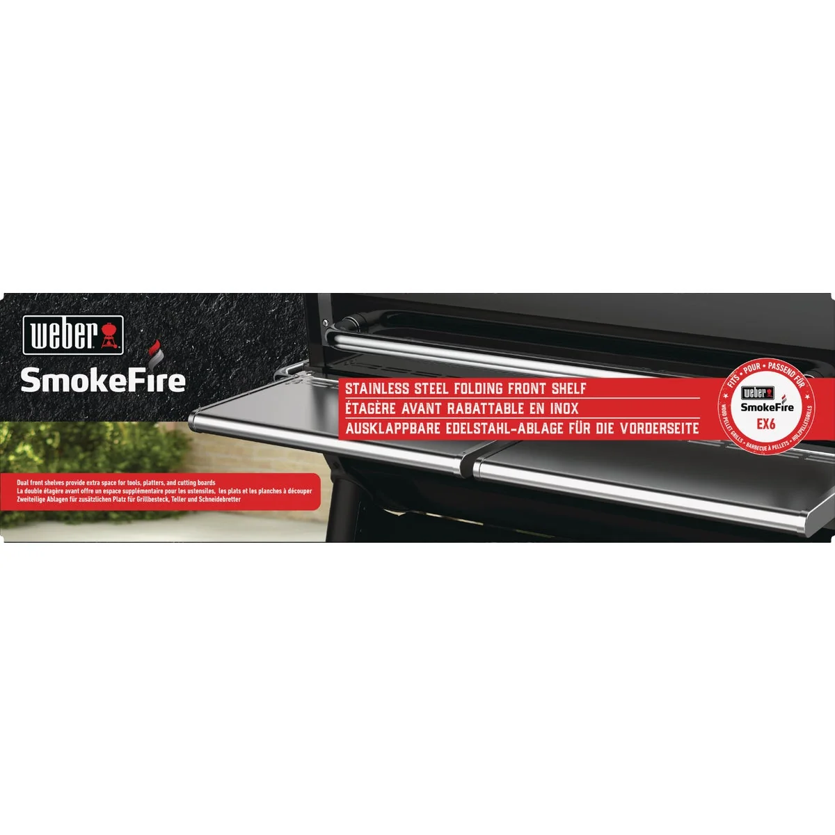Fine Crafted Weber SmokeFire EX6 Front Folding 21.66 In W. x 5.04 In. L. Stainless Steel Grill Shelf Optimized