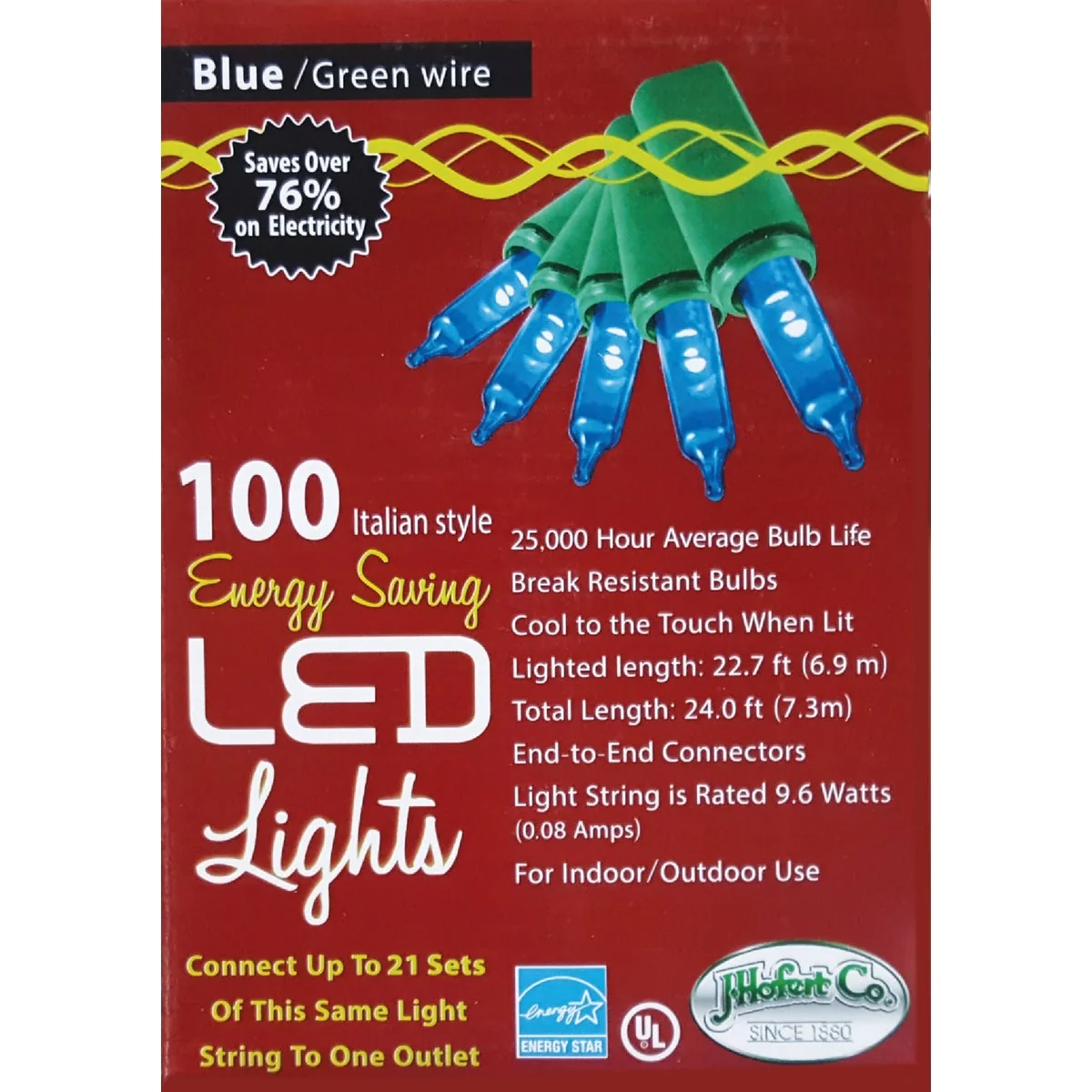 Optimized J Hofert Blue 100-Bulb Italian Style LED Light Set Convenient
