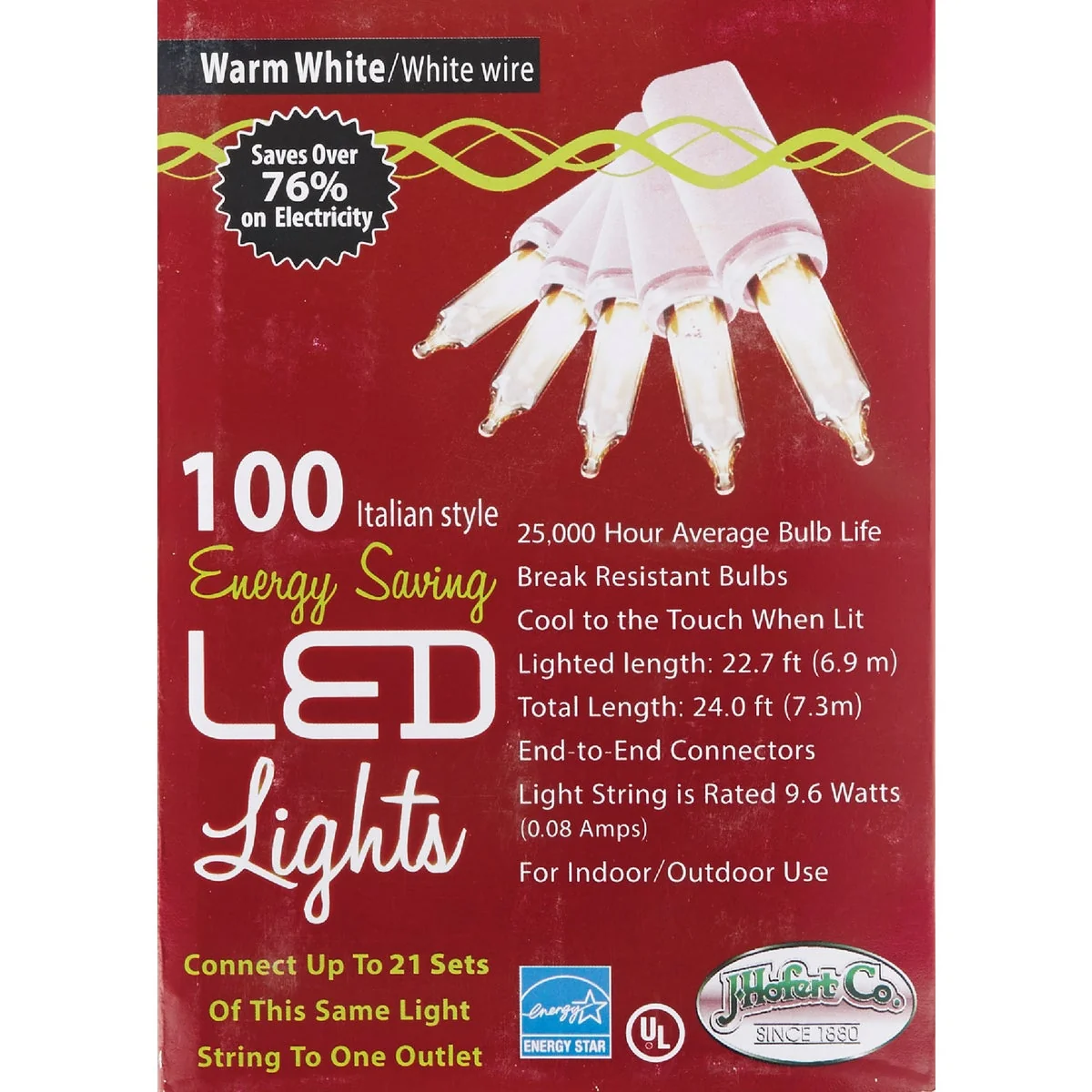 Elegant J Hofert White 100-Bulb Italian Style LED Light Set with White Wire Proven