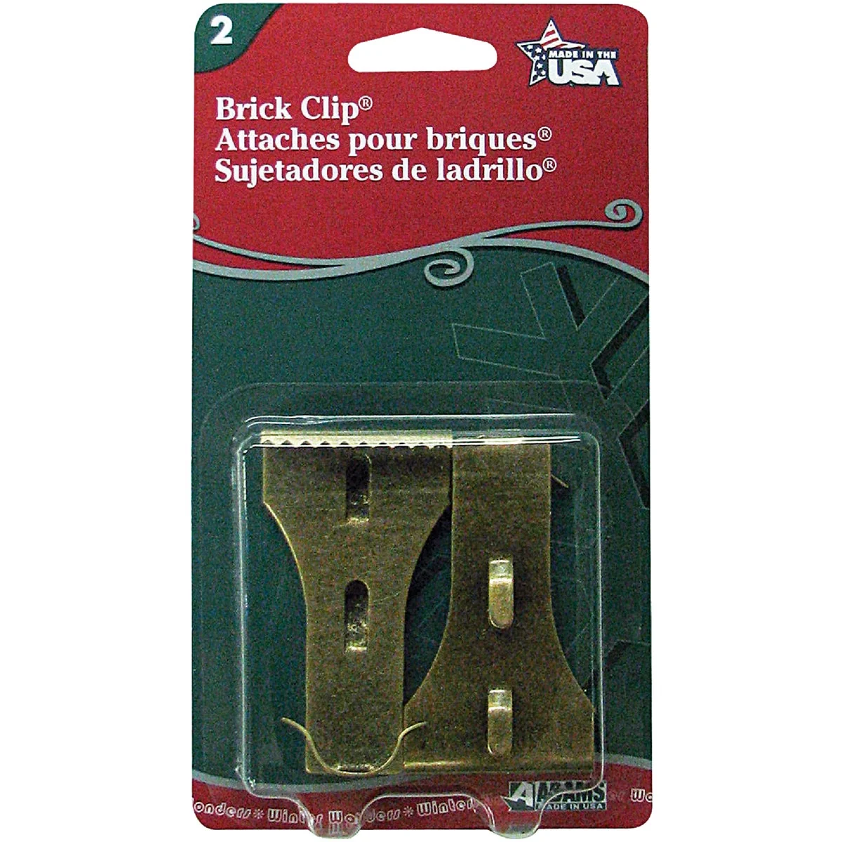 First-Class Adams Antique Metal Brick Light Clips 2-Pack Organic