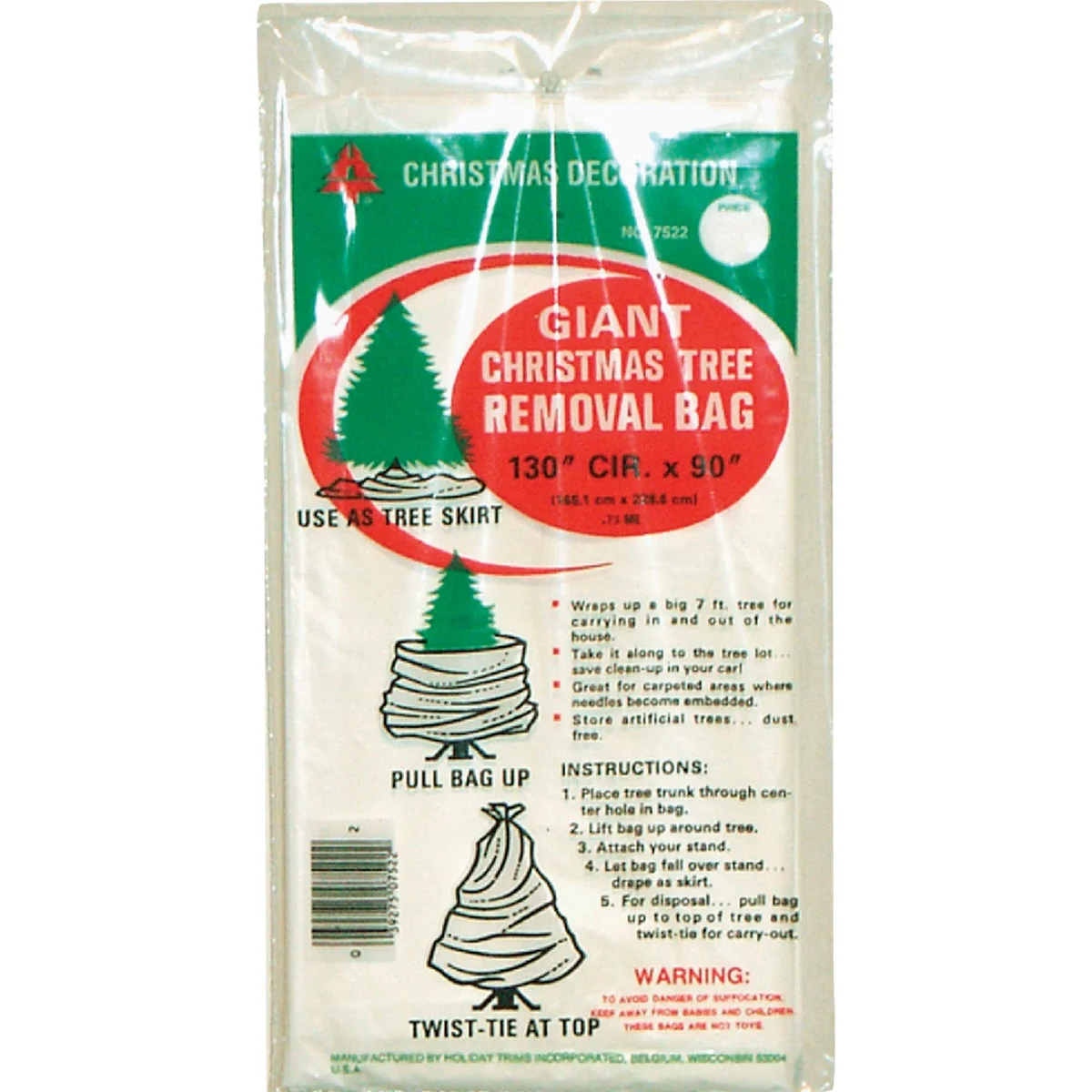 Practical Holiday Trims 90 In. L. x 144 In. Dia. Christmas Tree Removal Bag Elegant