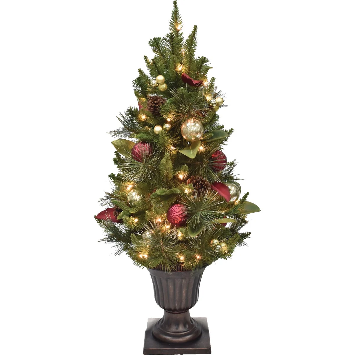 High-End Sutton 4 Ft. Red Gold Incandescent Prelit Front Door Christmas Tree High-Performance