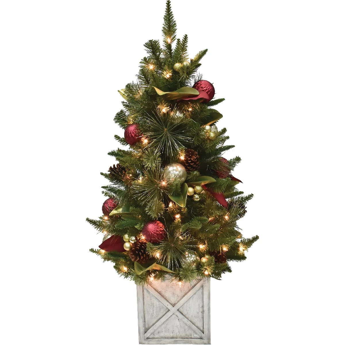 Refined Cranborne 4 Ft. Red Gold Incandescent Prelit Front Door Christmas Tree Outstanding