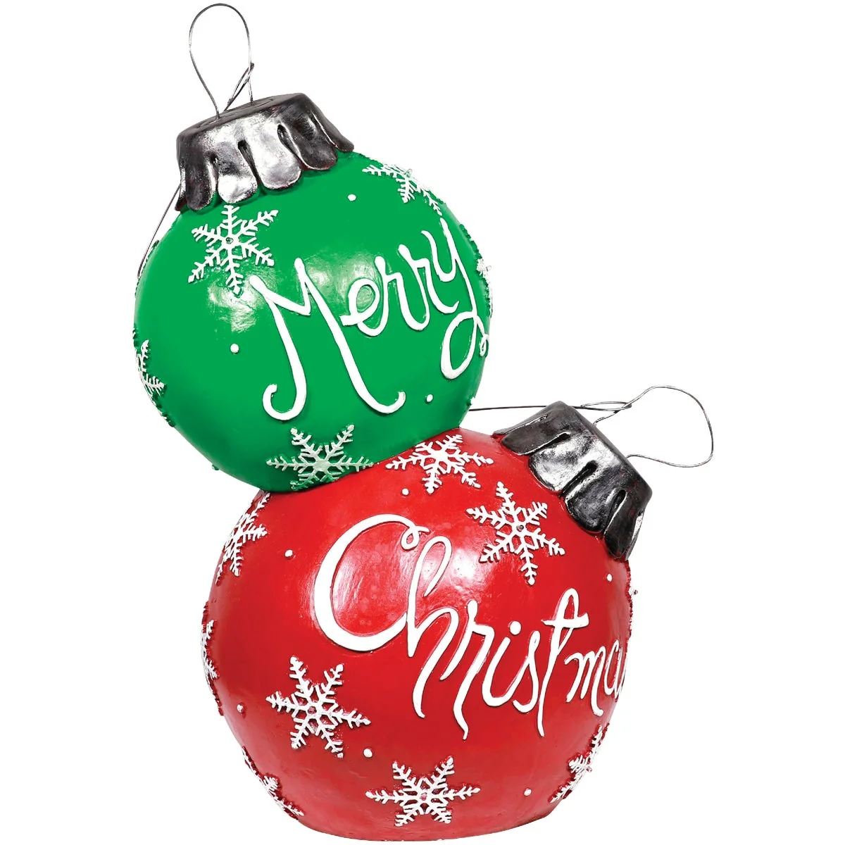 Smart Alpine 48 In. Red Green Merry Christmas Stacked Ornaments With LED Lights Carefully Designed