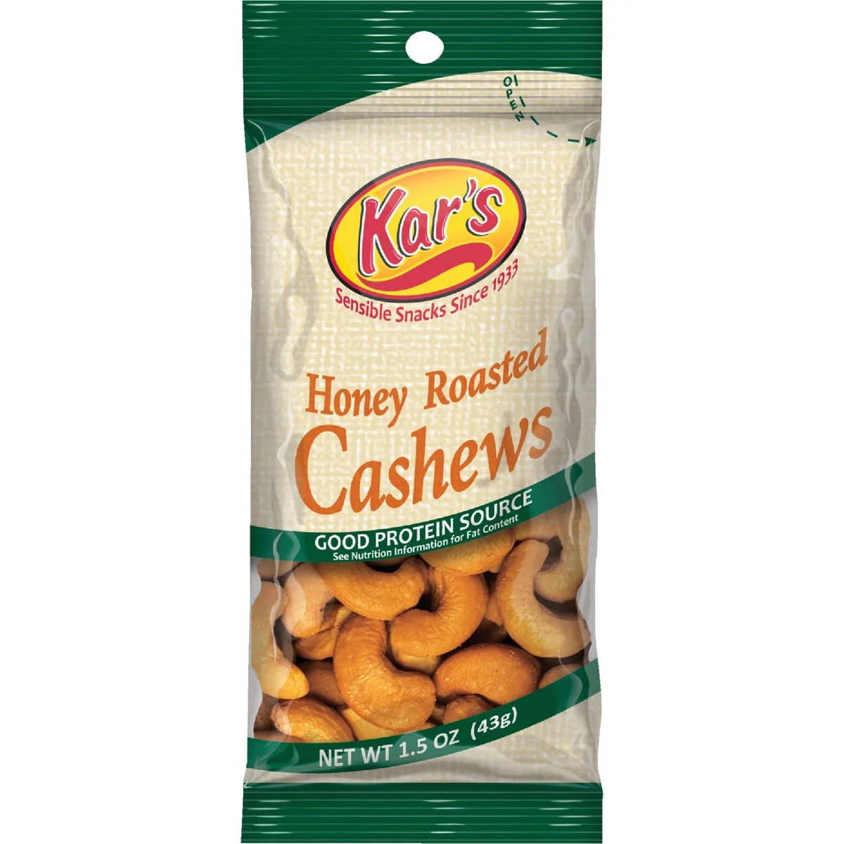 Official Kar's 1.5 Oz. Honey Cashew Nuts High-End