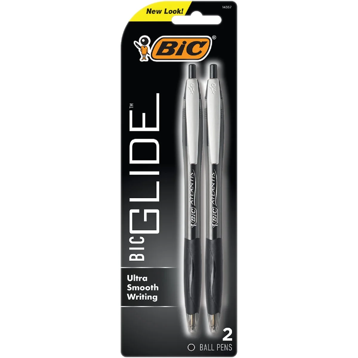 Modern Bic Atlantis Medium Point Black Ball Point Pen 2-Pack Minimalist