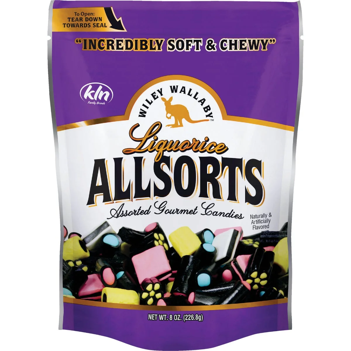 Solid Wiley Wallaby Assorted Liquorice Flavors 8 Oz. Candy Genuine