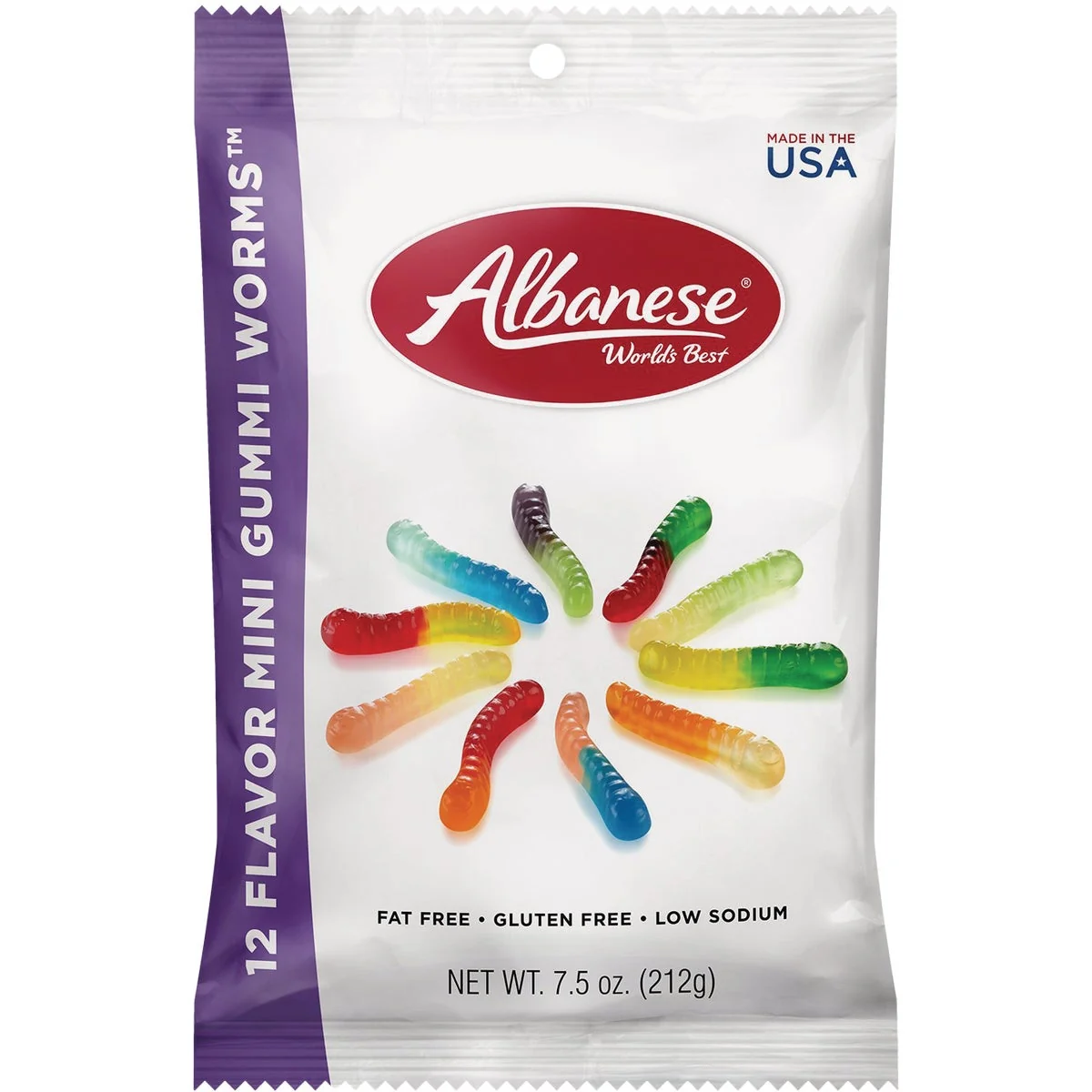 Consistent Albanese 12-Flavor 7.5 Oz. Gummi Worms Secure