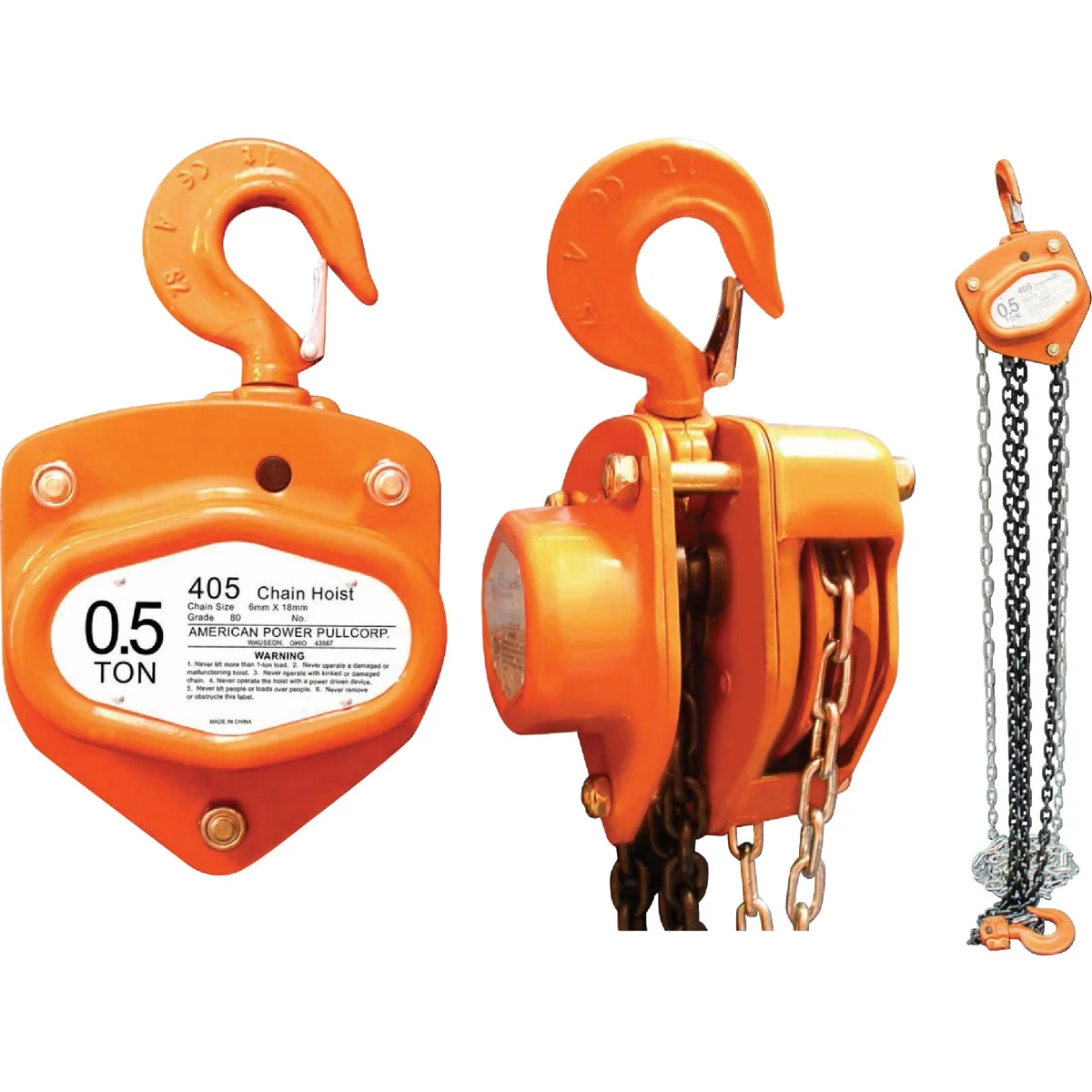 Long-Lasting American Power Pull 1 2-Ton Capacity 10 Ft. Lift Manual Chain Hoist Outstanding