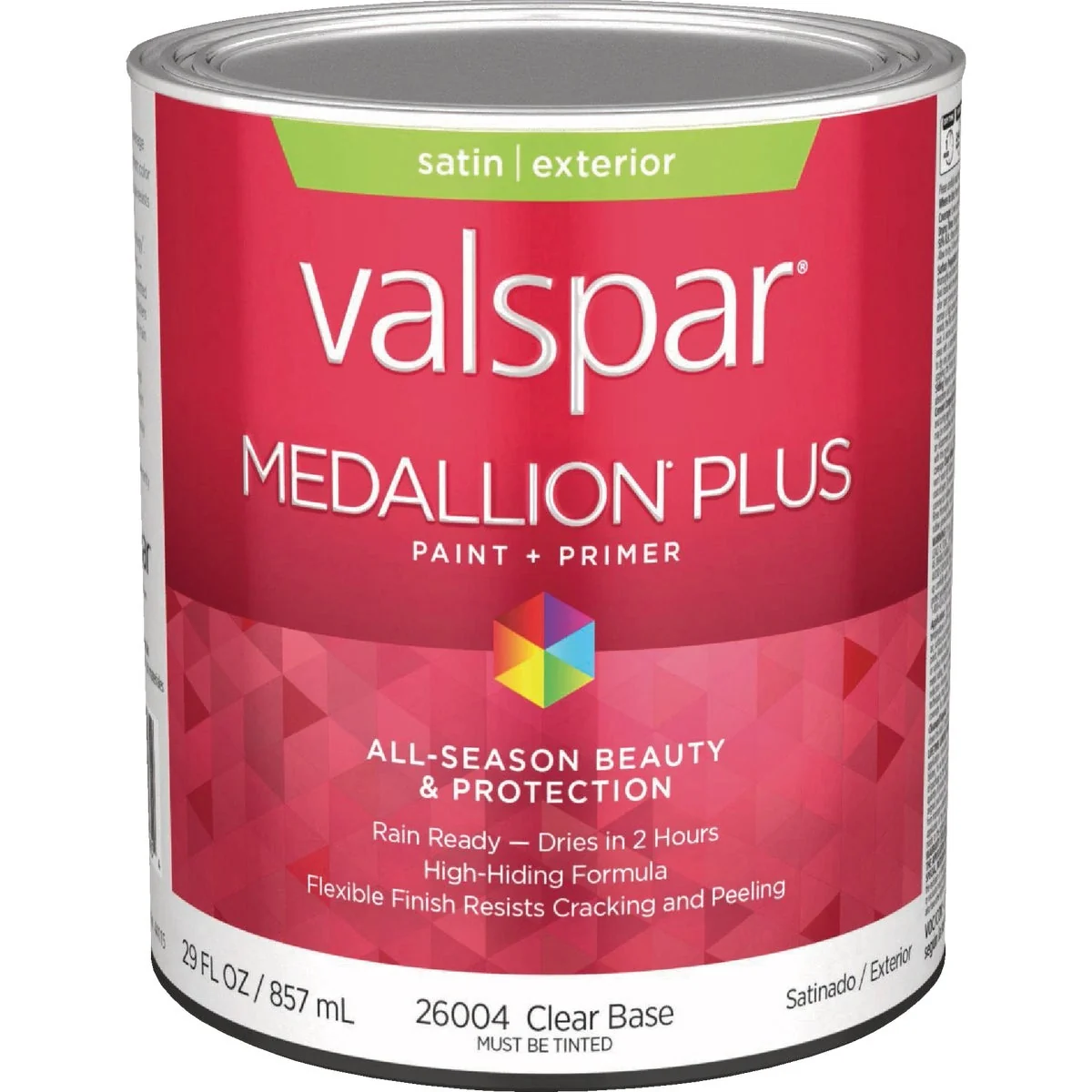Fine Crafted Valspar Medallion Plus Premium Paint Primer Satin Exterior Paint Clear Base 1 Qt. High-Grade