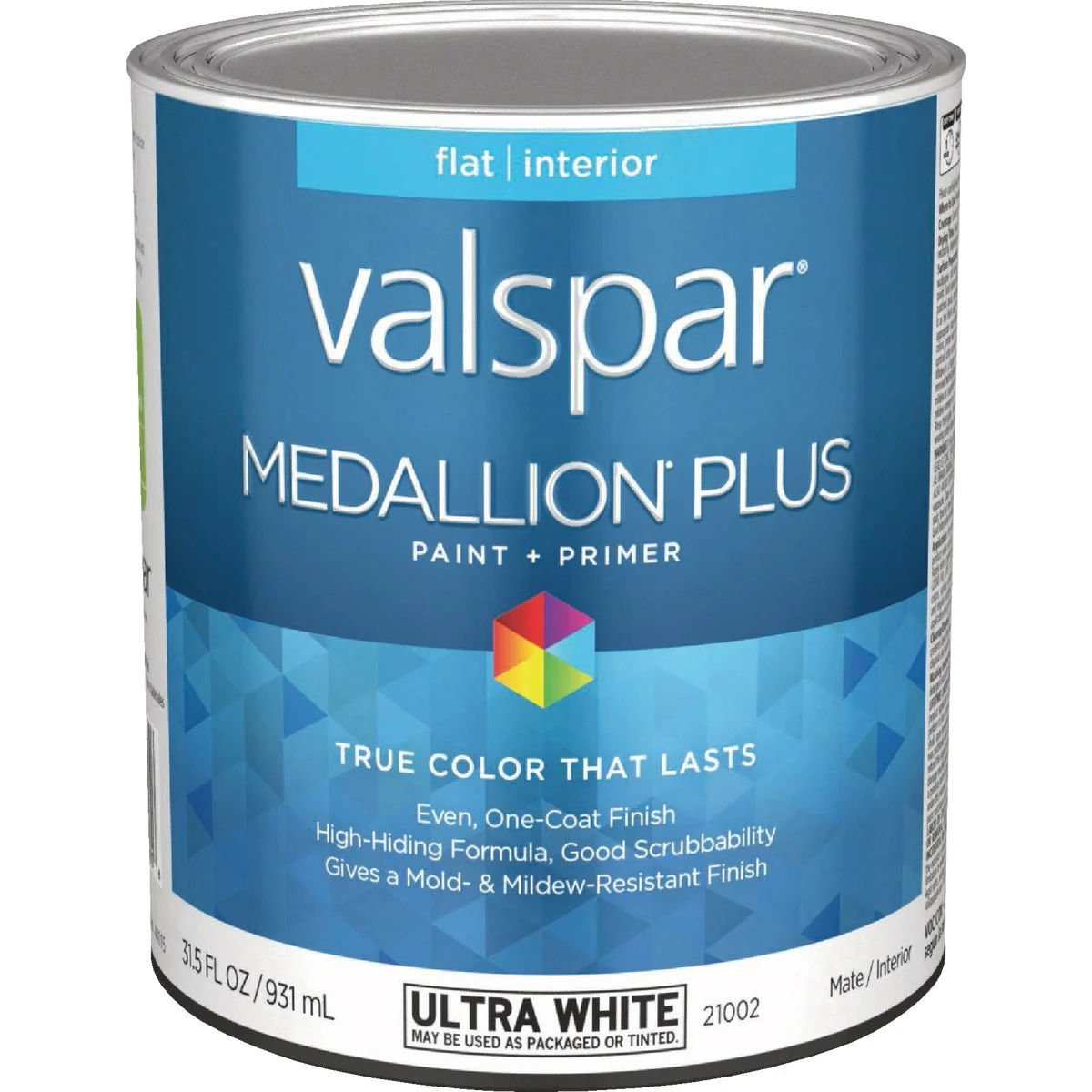 Next-Generation Valspar Medallion Plus Premium Paint Primer Flat Interior Paint Ultra White 1 Qt. Soft