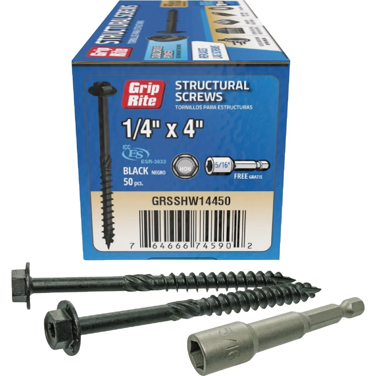 Fine Crafted Grip-Rite PrimeGuard Plus 1 4 In. x 4 In. Hex Washer Head Structural Screw 50-Count Selected
