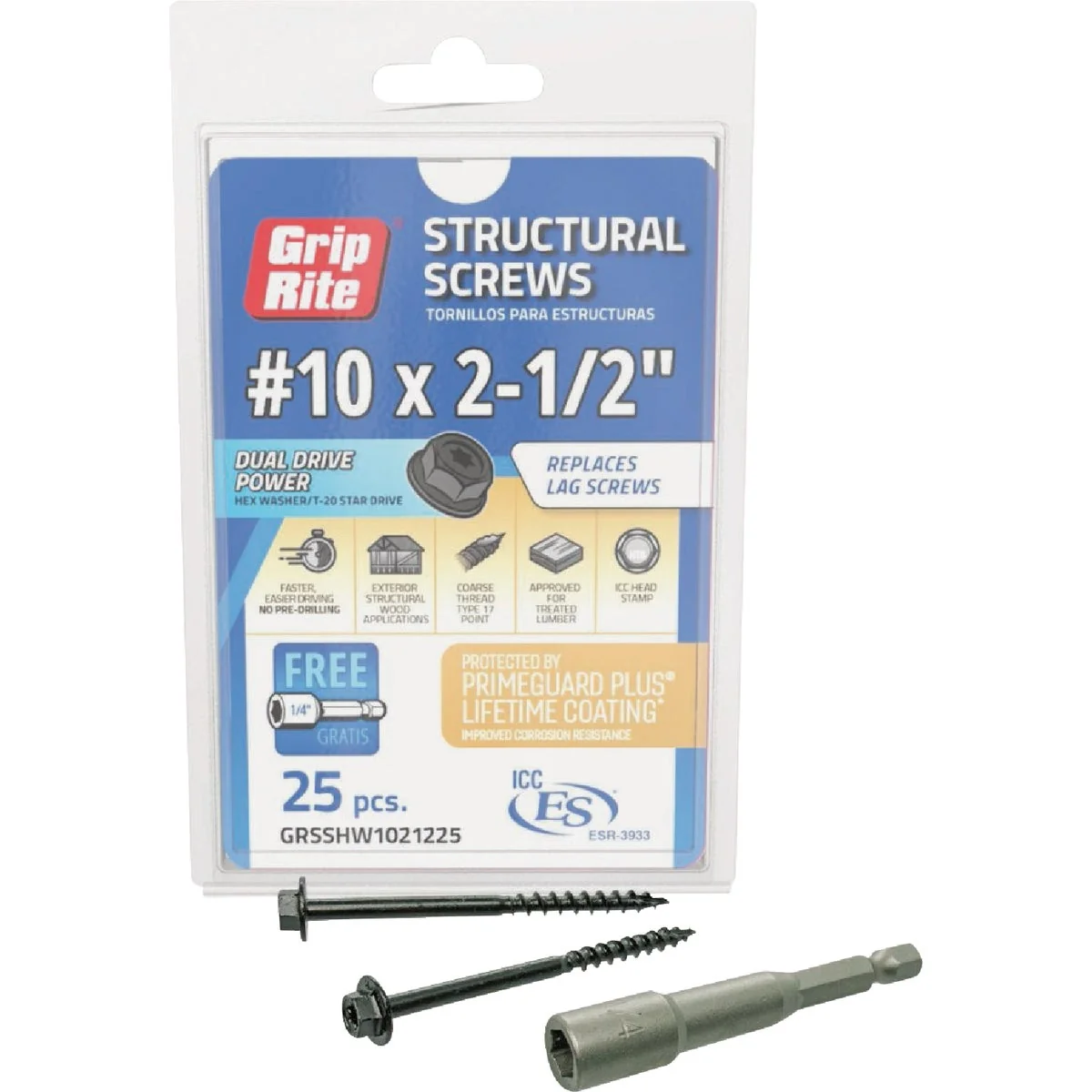 Sophisticated Grip-Rite PrimeGuard Plus 10 x 2.5 In. Hex Washer Head Structural Screw 25-Count Contemporary