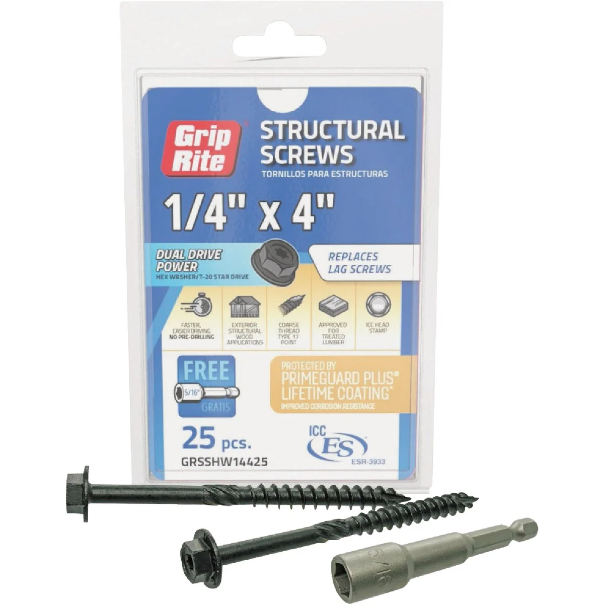 Stylish Grip-Rite PrimeGuard Plus 1 4 In. x 4 In. Hex Washer Head Structural Screw 25-Count High-End