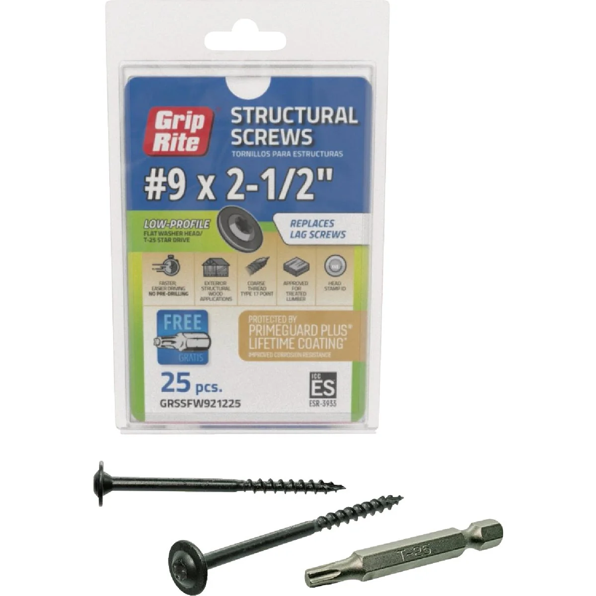 High-Quality Grip-Rite PrimeGuard Plus 9 x 2.5 In. Flat Washer Head Structure Screw 25-Count Prestigious