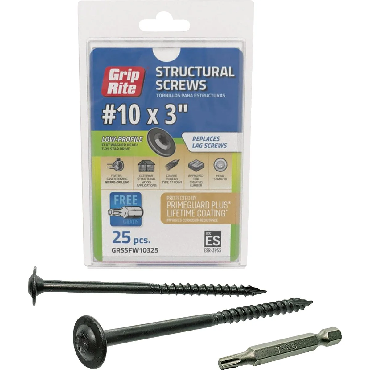 Exceptional Grip-Rite PrimeGuard Plus 10 x 3 In. Flat Washer Head Structure Screw 25-Count Fast