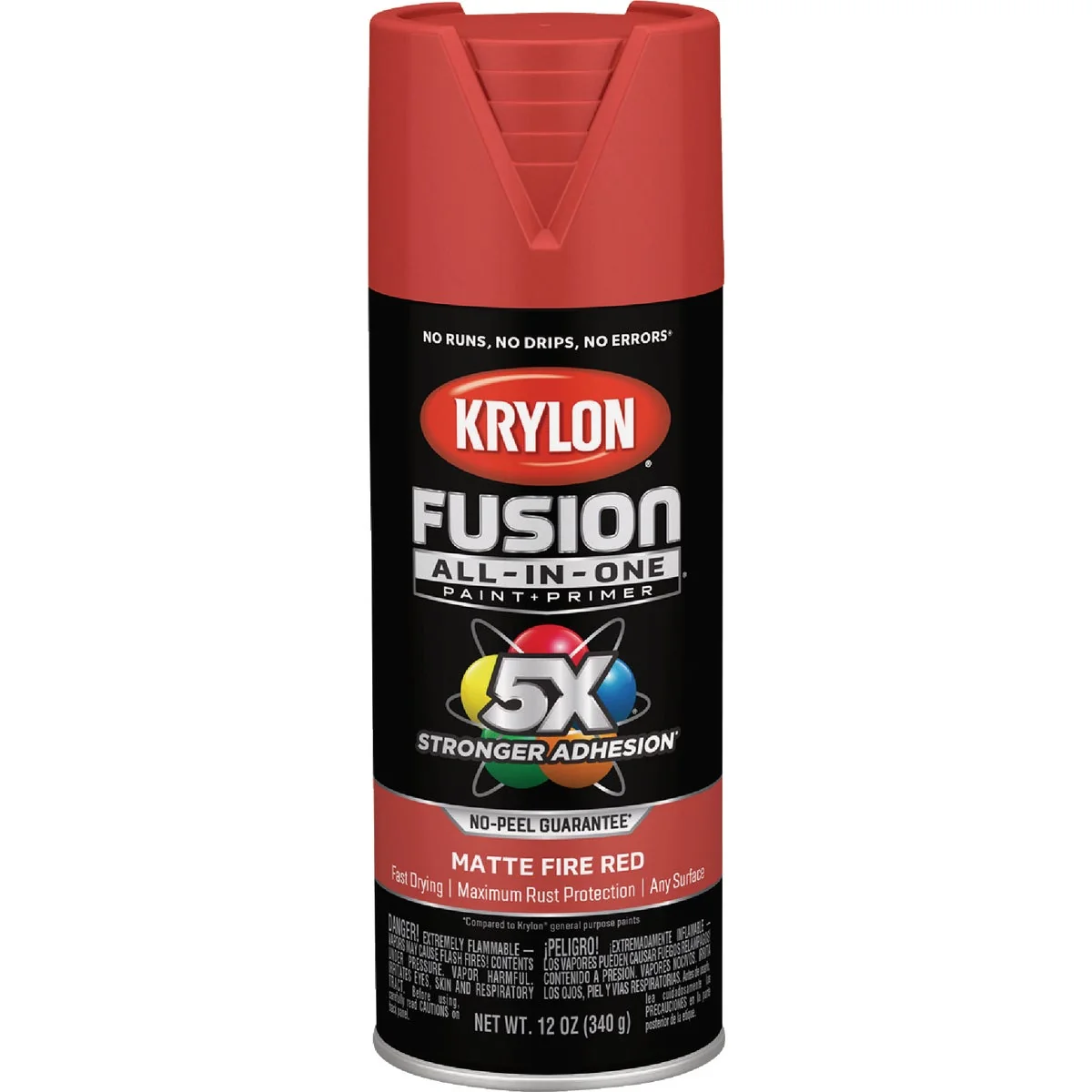 Powerful Krylon Fusion All-In-One 12 Oz. Matte Spray Paint Fire Red Classic