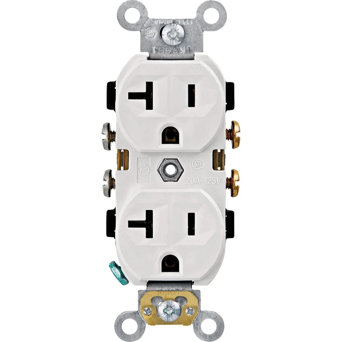 Excellent Leviton 20A White Commercial Grade 5-20R Combination Side Back Wire Duplex Outlet Long-Lasting