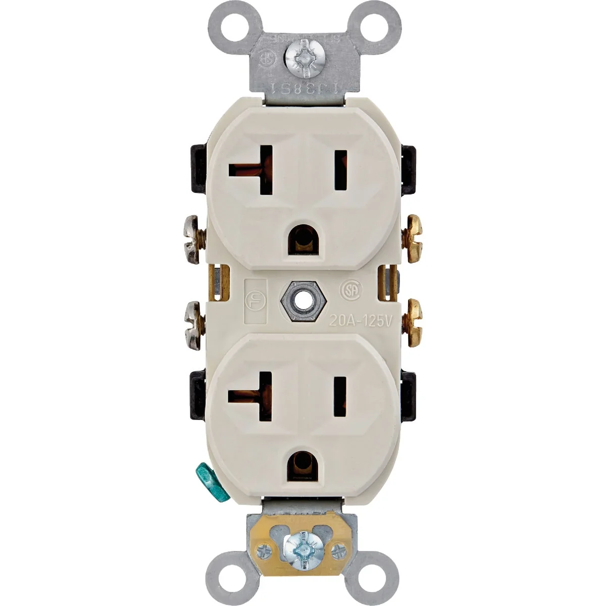 Official Leviton 20A Light Almond Commercial Grade 5-20R Combination Side Back Wire Duplex Outlet Selected