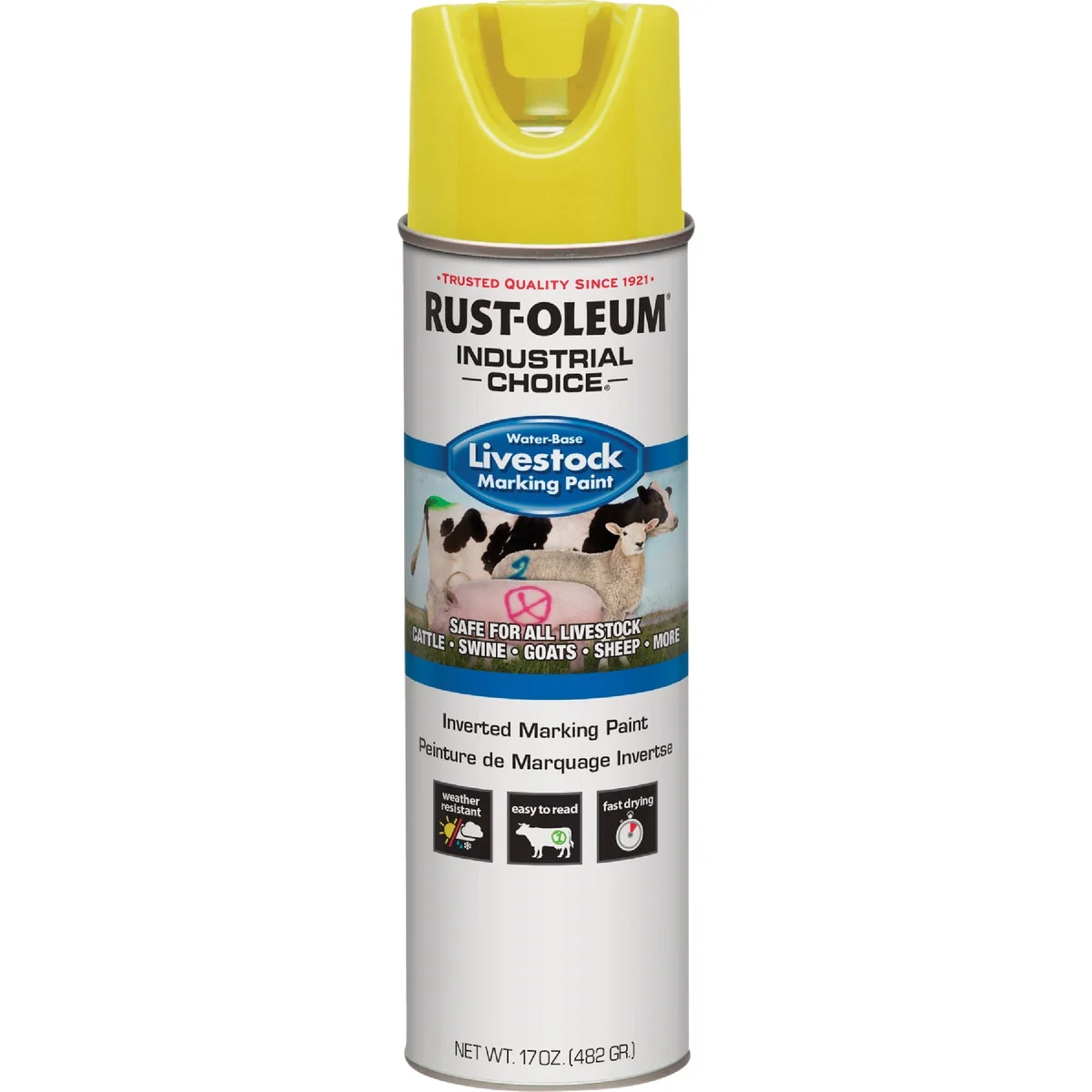 High-Quality Rust-Oleum Industrial Choice 17 Oz. Fluorescent Yellow Livestock Marking Paint Powerful