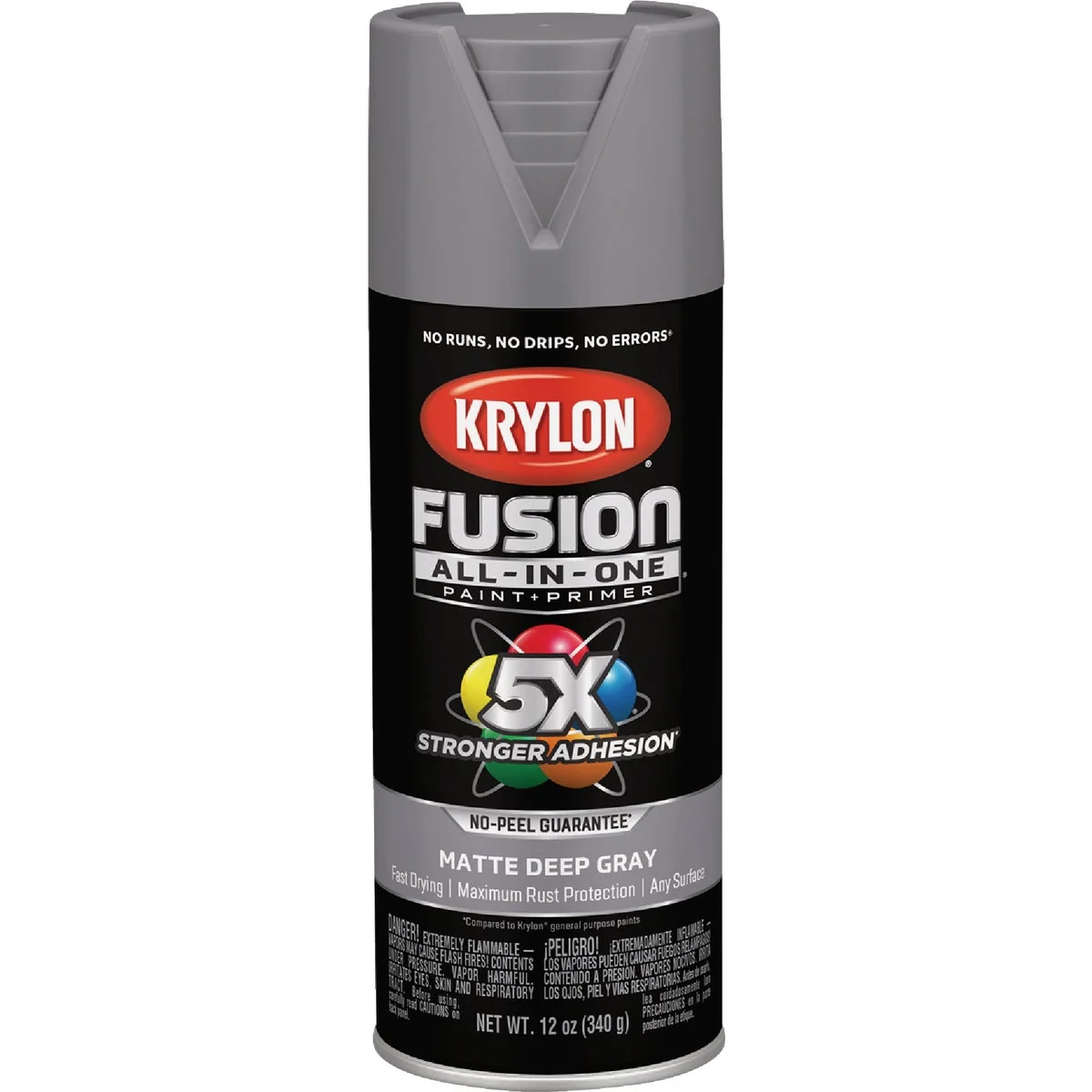 Original Krylon Fusion All-In-One 12 Oz. Matte Spray Paint Deep Gray Specialty